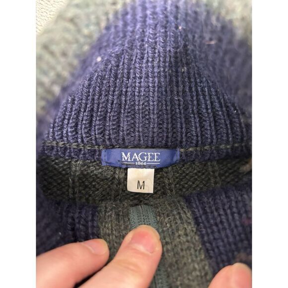 Magee Merino Wool 1/4 Zip Pullover Sweater Men's Size Medium Green - Picture 5 of 10